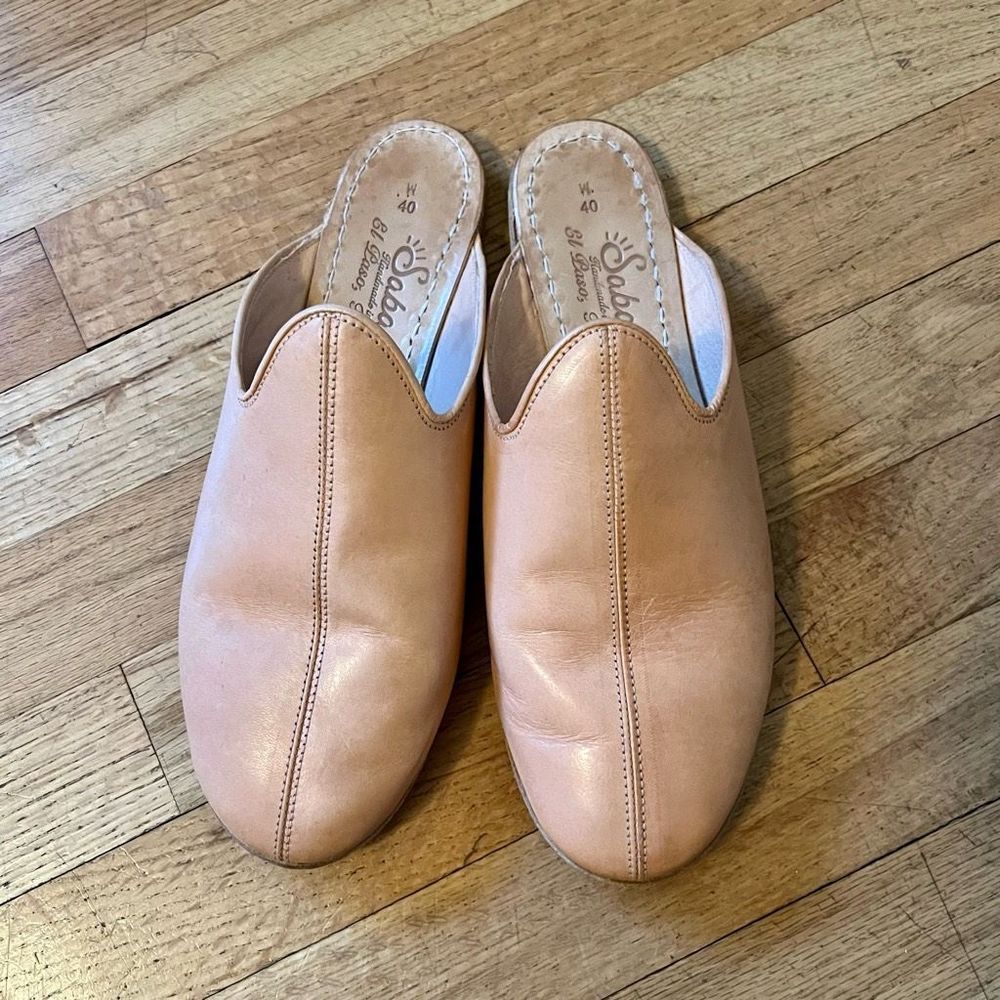 Sabah El Paso Babas mules shoes slides natural leather 40 9 9.5